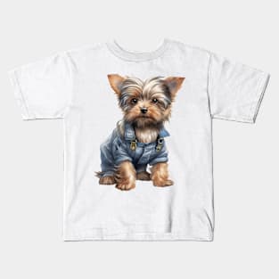 Farmer Yorkshire Terrier Dog Kids T-Shirt